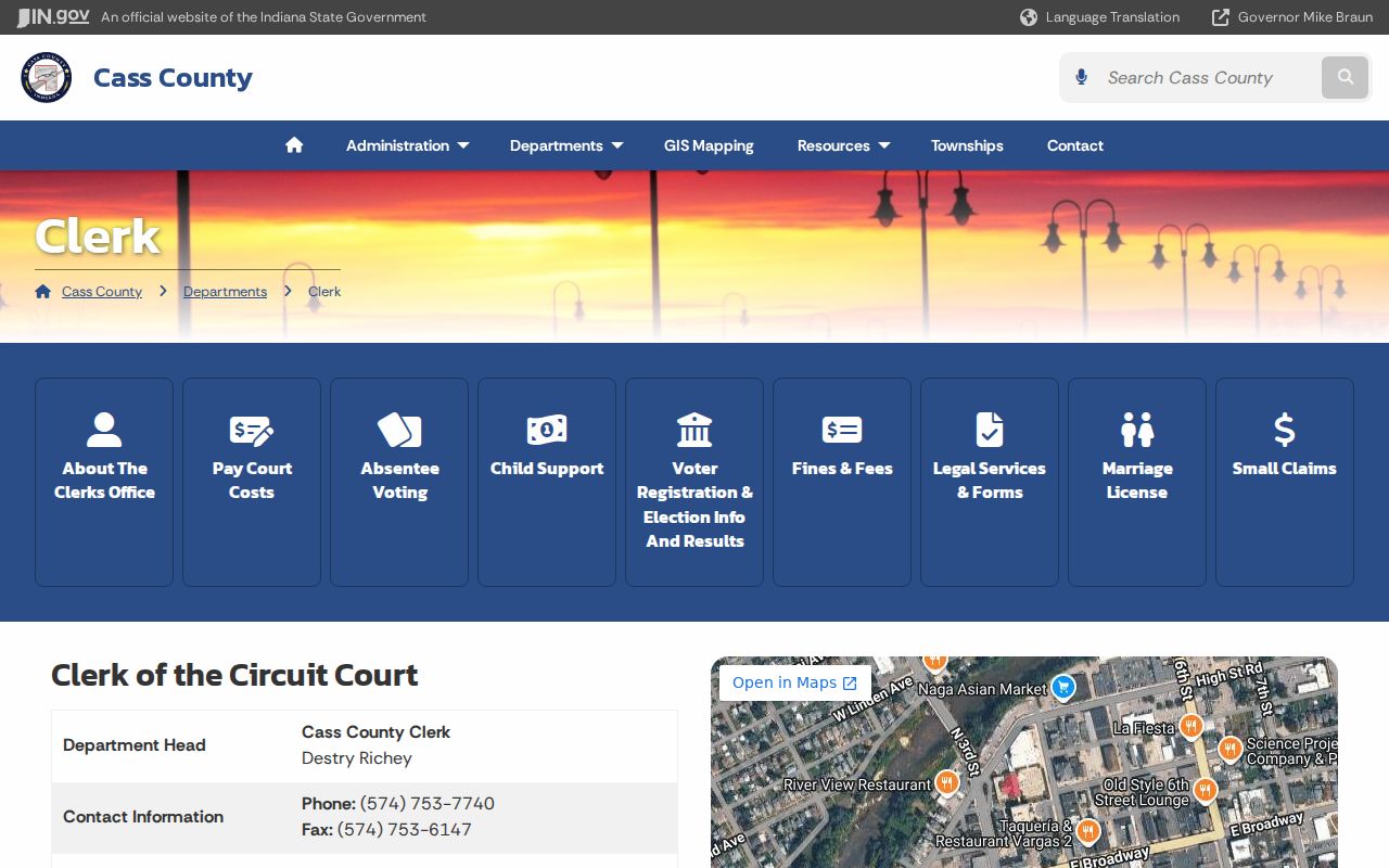 Cass County bench warrant search Clerk office page