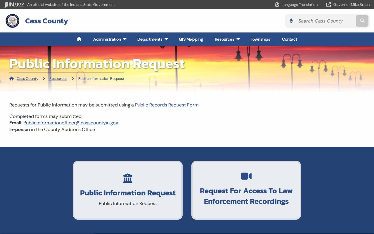 Cass County outstanding warrant public information request route