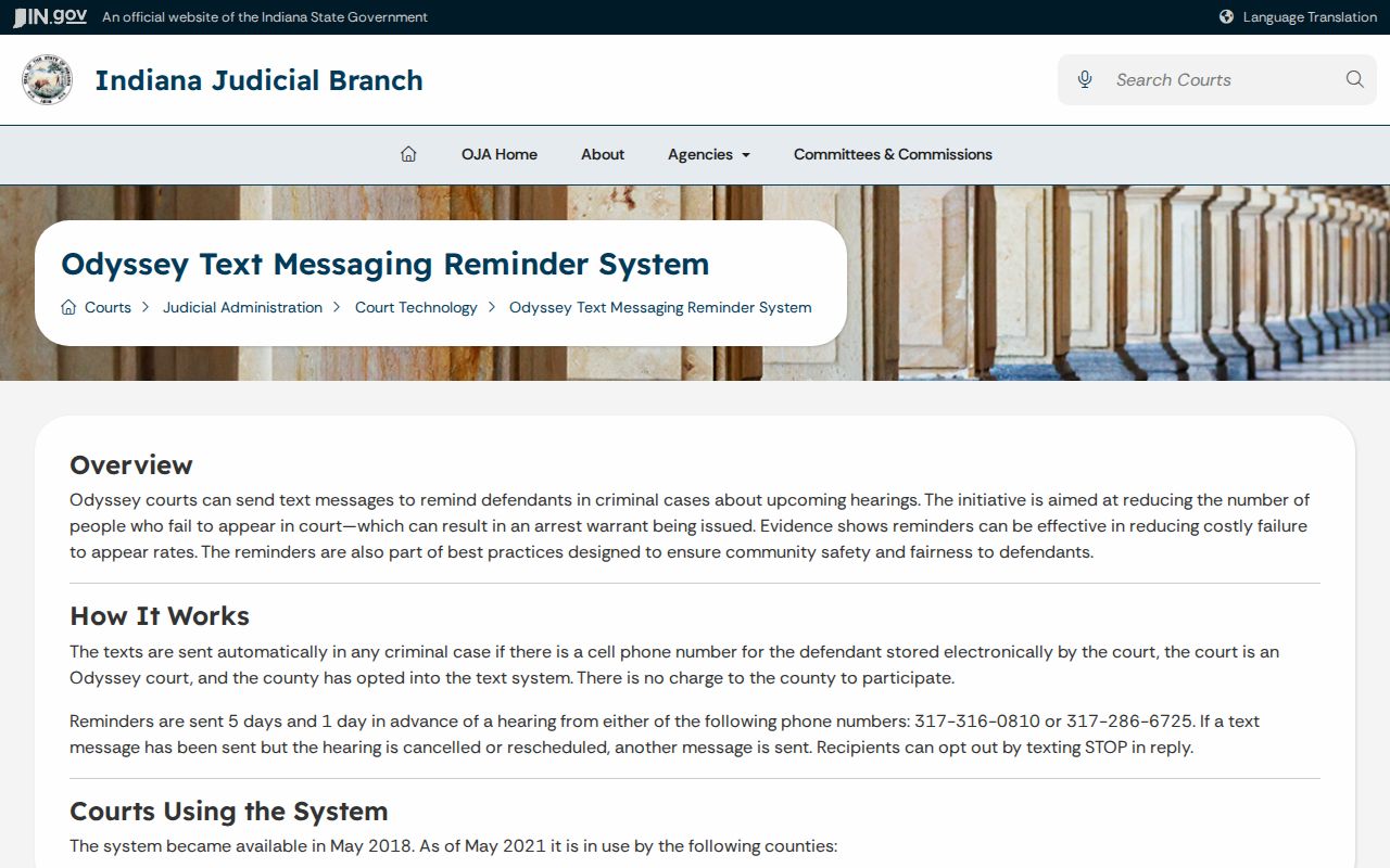 Cass County bench warrant prevention through statewide court reminders