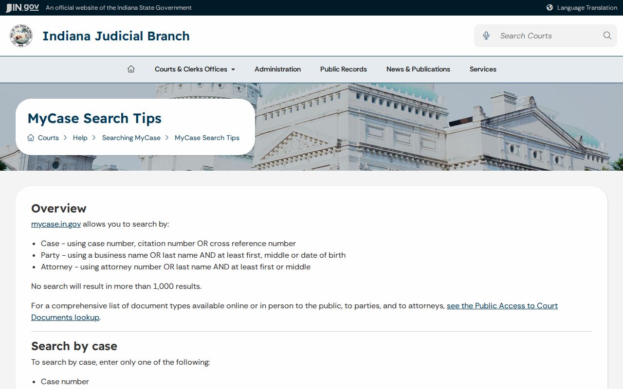 Official Cass County warrant lookup search field instructions